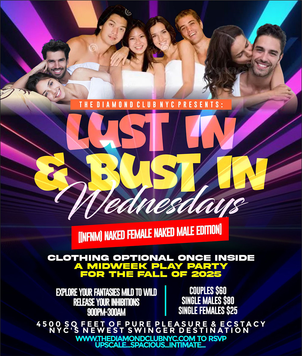LUSTIN & BUSTIN WEDNESDAYS [(NFNM) NAKED FEMALE NAKED MALE EDITION] – SEPTEMBER 17TH 2025  (SPECIAL TIME 930PM-300AM)